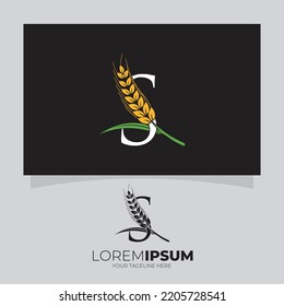 Letter S Wheat Logo Design Vector Icon Graphic Illustration 