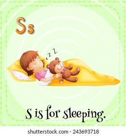 A letter S which stands for sleeping