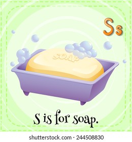 A letter S which stands for soap