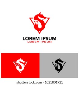 letter S white fox shape vector logo template