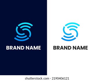 letter s with WIFI sing logo design
