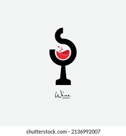 Letter S wine logo design template elements