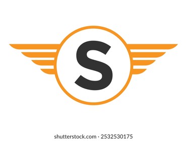 Buchstabe S-Flügel-Logotyp. Geschwindigkeitssymbol-Vektor