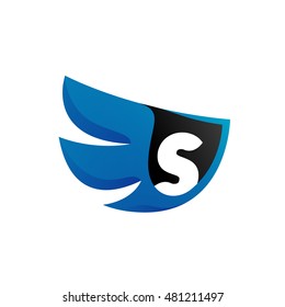 Letter S with wings design elements logo. Wings icon