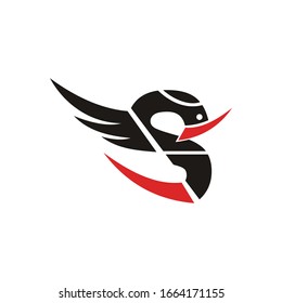 letter s wings design logo vector