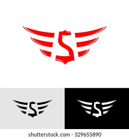 Letter S with wings East Asia style logo