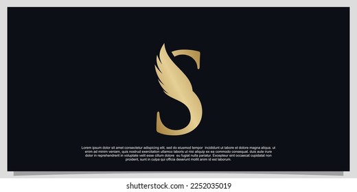 Diseño del logotipo de las alas de la letra S concepto simple Vector Premium