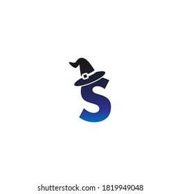 Letter S witch hat concept design Illustrator