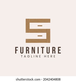 Letter S with wooden furniture concept logo design inspiration