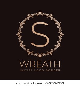 letter S wreaths border initial vintage logo design