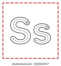 letter S for writing practice. Alphabet tracing is good for practicing children writing letters.