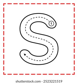 letter S for writing practice. Alphabet tracing is good for practicing children writing letters.