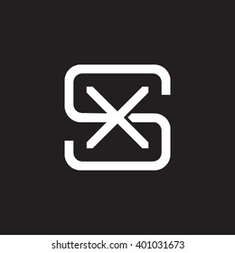 letter S and X monogram square shape logo white black background