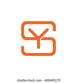 letter S and Y monogram square shape logo orange