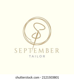 Letter S With Yarn Needle Tailor Logo Design, Vector Graphic Symbol Icon Illustration