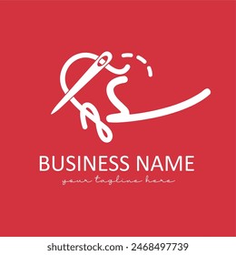 Letter s with Yarn Needle Tailor and Stitching for Homemade Creative Logo, Modern Tailor Boutique Fashion Logo Design Idea
