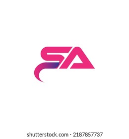Logo de color de gradiente de la letra SA. Ilustración vectorial de diseño del logotipo SA.