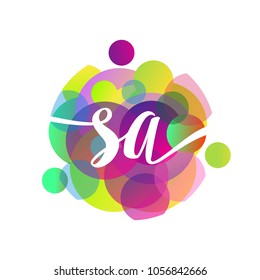 Letter SA logo with colorful splash background, letter combination logo design for creative industry, web, business and company.