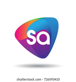 Letter SA logo with colorful splash background, letter combination logo design for creative industry, web, business and company.