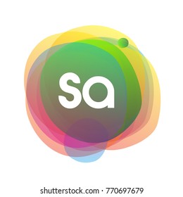 Letter SA logo with colorful splash background, letter combination logo design for creative industry, web, business and company.
