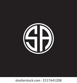 Diseño de logotipo de carta SA carta inicial con plantilla de ilustración de vectores de forma circular