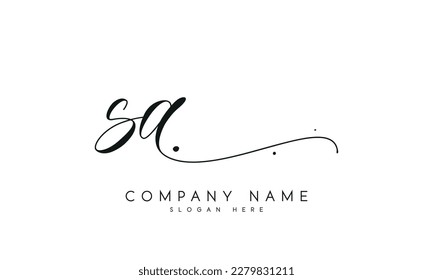 plantilla vectorial de estilo de firma de escritura a mano de diseño de logotipo SA de letra.