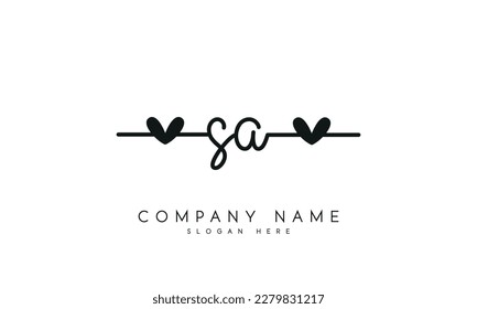 plantilla vectorial de estilo de firma de escritura a mano de diseño de logotipo SA de letra.
