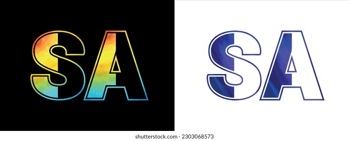 Letter SA Logo Design, Vektorvorlage. Kreatives, modernes luxuriöses Logo für Corporate Business Identity