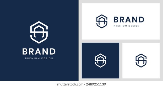 letra SA logo identity design. para alerta de seguridad con alfabeto creativo y escudo diseño idea Vector logo Plantilla