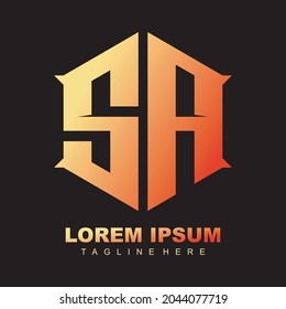 Gráfico de diseño de monograma con logotipo de carta SA