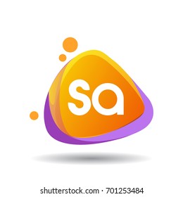 Letter SA logo in triangle splash and colorful background, letter combination logo design for creative industry, web, business and company.