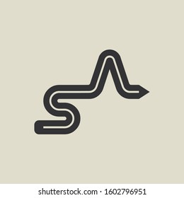 Letter SA pencil shape logo design. Link icon in flat style isolated on grey background. Graphic alphabet symbol for your corporate business identity, website, app, UI. Arts logo design inspiration.
