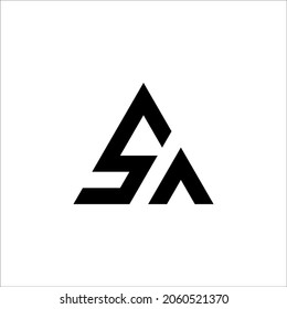 Letter SA, AS in the shape of a black logo triangle