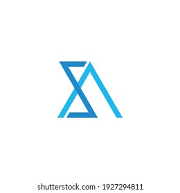 letter sa simple colorful line geometric logo vector