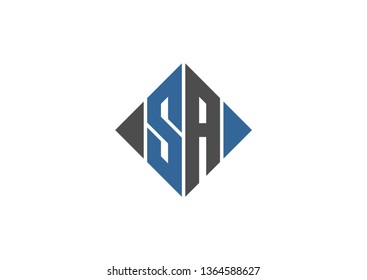 Letter SA square logo design 