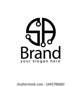 Letter SA stock logo, SA initial., flat design. technology logo.