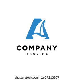Letter A Sailing Boat Logo Icon Vector