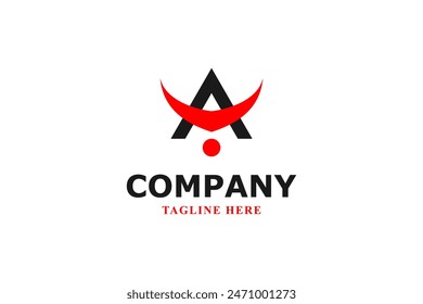 letter a samurai helmet modern logo