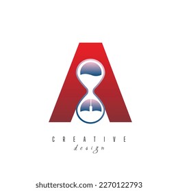 Letter A Sand Time Hourglass Logo Design Vector Icon Graphic Emblem Illustration