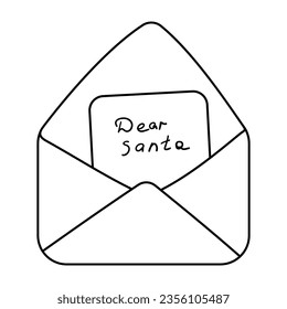 letter santa christmas new year line doodle