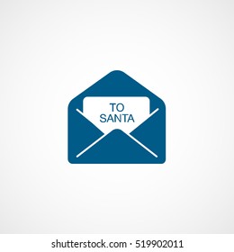 Letter To Santa Christmas New Year Blue Flat Icon On White Background