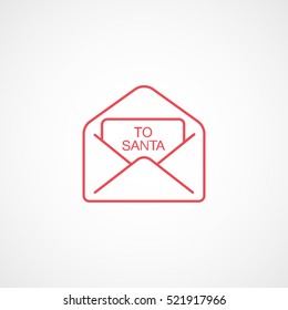 Letter To Santa Christmas New Year Red Line Icon On White Background