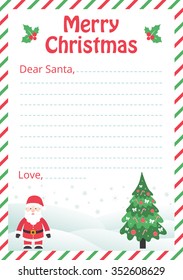 letter to santa with christmas trees and santa claus