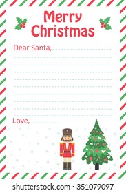 letter to santa with christmas trees and nutcracker