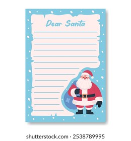 Letter to Santa Claus Christmas Card with Space for Wishes Vector Illustration