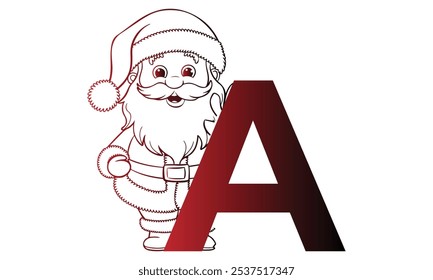 Buchstabe A mit Weihnachtsmann mit Alphabet. Charaktere mit lustigen Ausdrücken stellen verschiedene Posen. Es ist Vektorkunst, also ist es einfach zu bearbeiten.
