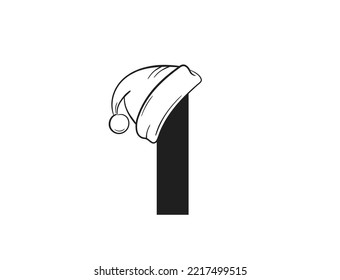con santa claus hat. para el diseño de texto de Navidad y Año Nuevo. imagen vectorial aislada en estilo simple