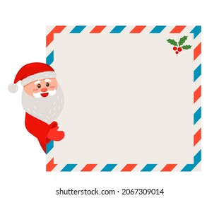 Letter to Santa Claus with Holly Christmas element. new year and Xmas concept. flat vector illustration isolated on white background