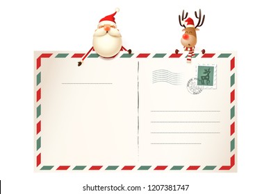 Letter for Santa Claus - Santa and Reindeer above card