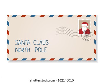 letter to santa claus with stamps and postage  marks